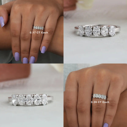 Five Stone Oval Cut Lab Grown Diamond Wedding Ring