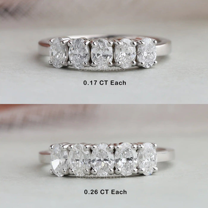 Five Stone Oval Cut Lab Grown Diamond  Wedding Ring
