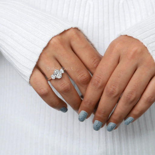Oval Cut Lab Grown Diamond Three Stone Engagement Ring
