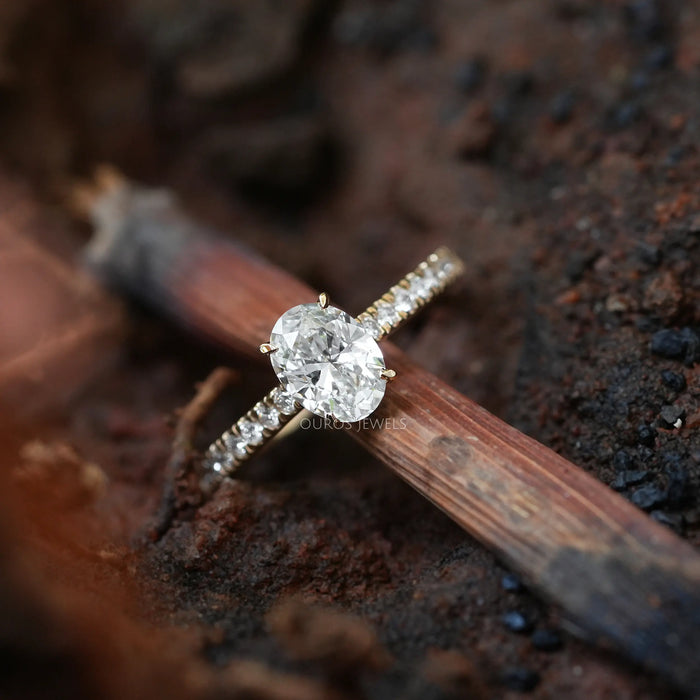 [Front View of Solitaire Oval Diamond Engagement Ring]-[Ouros Jewels]