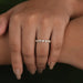 [A Women wearing Lab Diamond Eternity Band]-[Ouros Jewels]