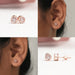 [Collage View of Pink Round Cut Bezel Studs Earrings]-[Ouros Jewels]