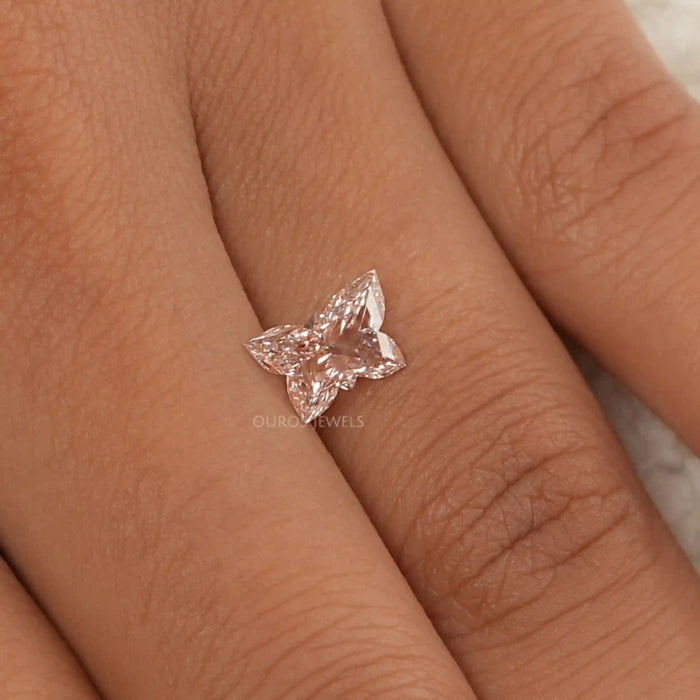 [Butterfly Shape Pink Lab Diamond on Hand]-[Ouros Jewels]