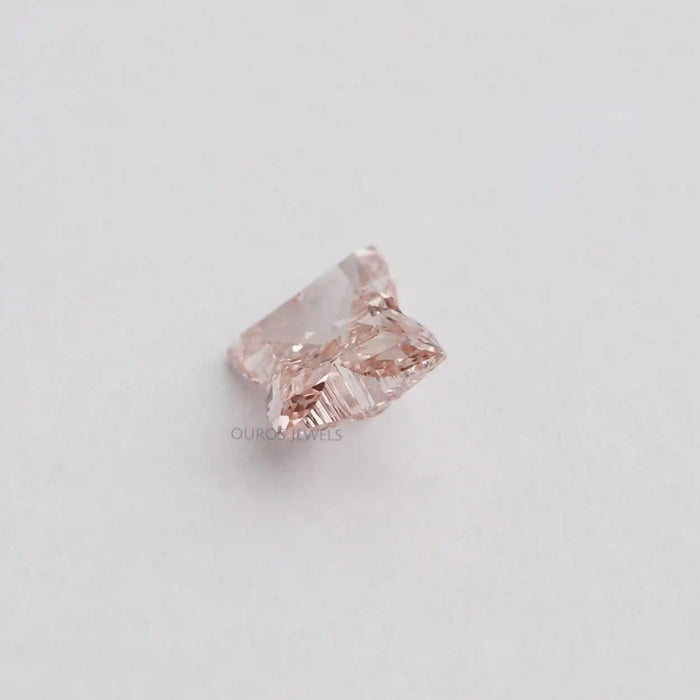 [Side View of Pink Lab Diamond in Butterfly Cut]-[Ouros Jewels]