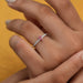 [A Women wearing Pink Kite Cut Diamond Engagement Ring]-[Ouros Jewels]