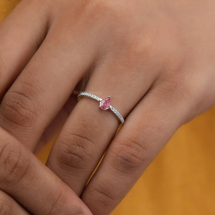 [ Pink Kite Cut Solitaire Diamond Ring]-[Ouros Jewels]