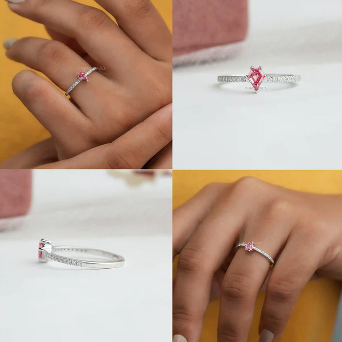 [Collage of Pink Kite Diamond Solitaire Ring]-[Ouros Jewels]