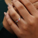 [A Women wearing Pink Three Diamond Engagement Ring]-[Ouros Jewels]