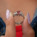Front And Side View Of 1.10 Carat Pink Lab Diamond Three Stone Promise Ring