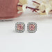 [Pink Round Diamond Halo Stud Earrings]-[Ouros Jewels]