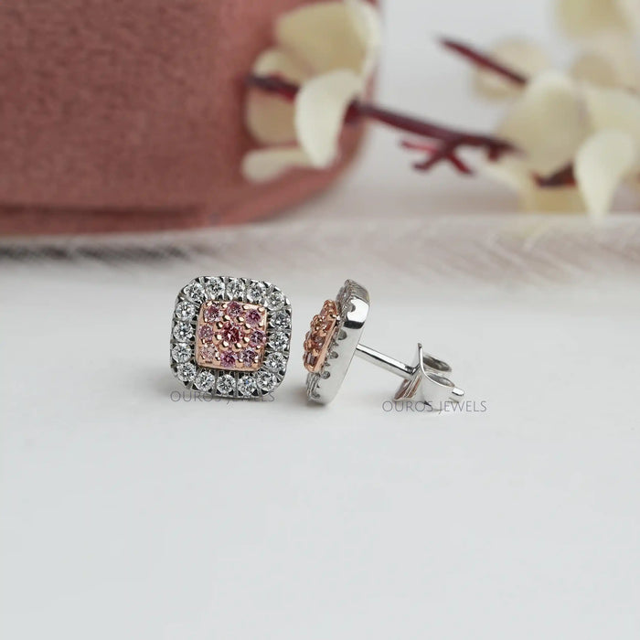 [Pink Lab Diamond Earrings]-[Ouros Jewels]