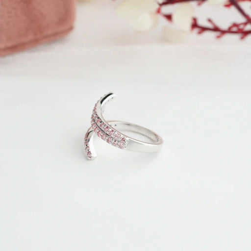 Pink Round Cut Lab Grown Bypass Wedding Ring