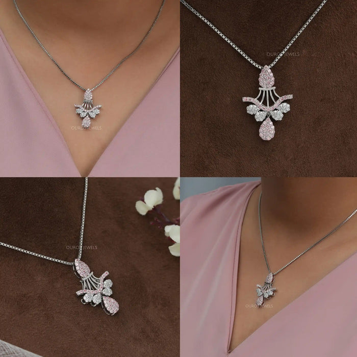 [Collage of Pink Round Cut Unique Pendant]-[Ouros Jewels]