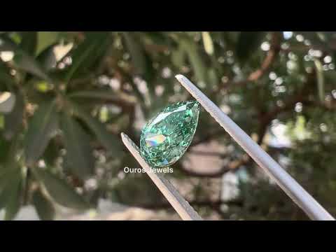 [Youtube Video of Green Pear Cut Loose Diamond]-[Ouros Jewels]