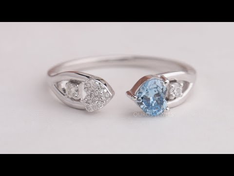 Youtube View Of Blue Heart Cut Lab Diamond Open Cuff Dainty Ring