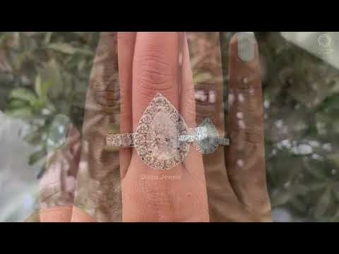 [YouTube Video Of Pear Cut Halo Diamond Ring]-[Ouros Jewels]
