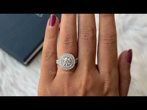 [Youtube Video of Double Halo Round Diamond Engagement Ring]-[Ouros Jewels]