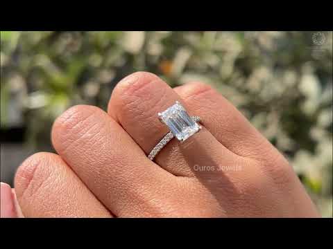 [YouTube Video Of Emerald Cut Solitaire Diamond Accent Ring]-[Ouros Jewels]