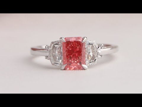 YouTube View Of Pink Radiant Cut Lab Diamond Engagement Ring
