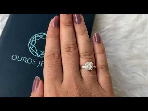 Youtube video of Emerald Cut Halo Diamond Engagement Ring