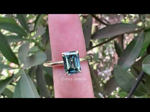 [Lab Grown Emerald Cut Diamond Solitaire Engagement Ring]-[Ouros Jewels]