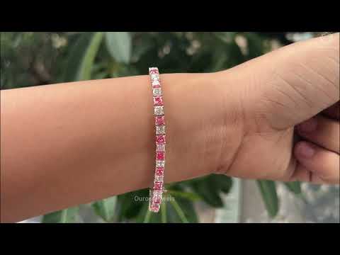 [Youtube Video of Pink Cushion Cut Diamond Bracelet]-[Ouros Jewels]