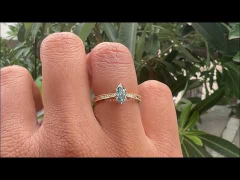 [Blue Marquise Cut Filgeree Design Engagement Ring]-[Ouros Jewels]