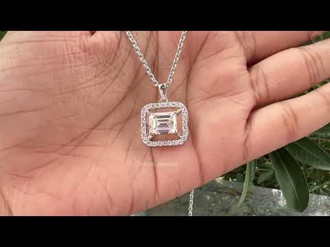 [Youtube Video of Emerald Cut Halo Pendant]-[Ouros Jewels]