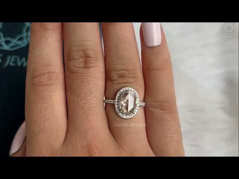 [Youtube View Of Oval Cut Halo Diamond Engagement Ring]-[Ouros Jewels]