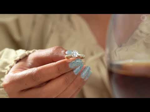 [Youtube Video Of Round Cut Diamond Hidden Halo Solitaire Accent Engagement Ring]-[Ouros Jewels]