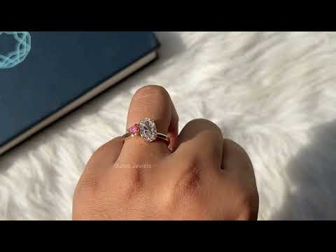 [Youtube Video of Pink Heart and Oval Cut Lab Diamond Ring]-[Ouros Jewels]