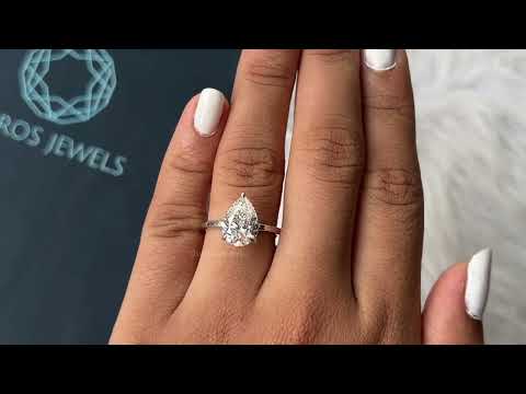 [Youtube Video of Pear Cut Solitaire Diamond Ring]-[Ouros Jewels]