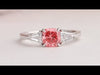 Youtube View Of Three Stone Pink Cushion Cut Engagement Ring