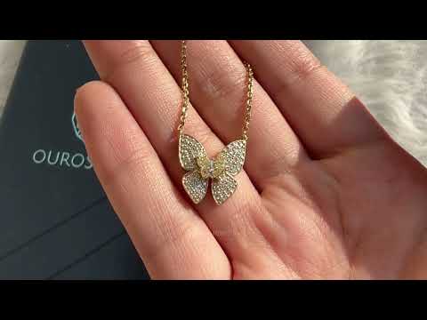 [Youtube Video of Butterfly Cut Lab Diamond Necklace]-[Ouros Jewels]