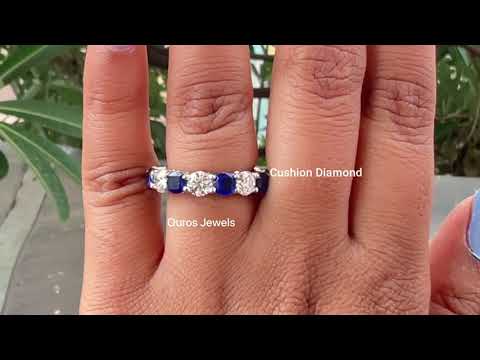 [YouTube Video Of Round and Cushion Cut Gem Stone Wedding Band]-[Ouoros Jewels]