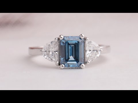 Emerald Cut Three Stone Spiral Engagement Ring - Evangeline - Sylvie Jewelry
