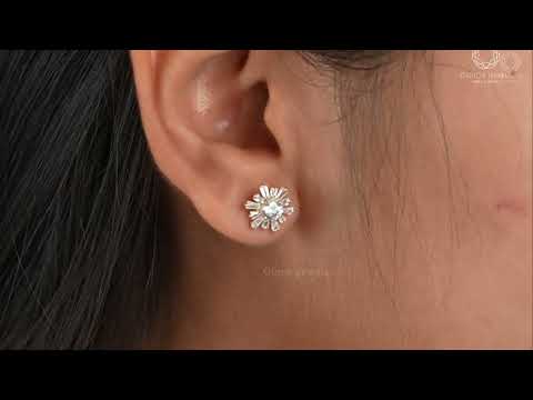 [Youtube Video of Round and Baguette Diamond Stud Earrings]-[Ouros Jewels]