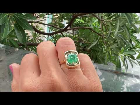 [Youtube Video of Emerald Cushion Cut Green Diamond Ring]-[Ouros jewels]