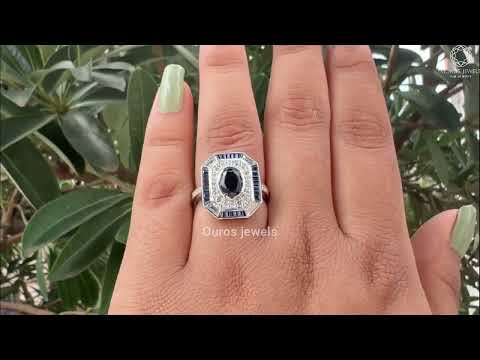 [Youtube Video of Blue Oval and Baguette Engagement Ring]-[Ouros Jewels]