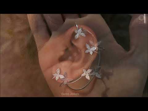 [Youtube Video of Round Cut Diamond Ear Cuff Earrings]-[Ouros Jewels]
