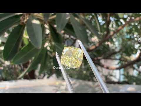 [Youtube Video of Yellow Cushion Cut Diamond]-[Ouros Jewels]