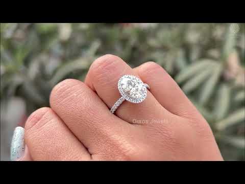 [YouTube Video Of Oval Cut Lab Grown Halo Diamond Engagement Ring]-[Ouros Jewels]