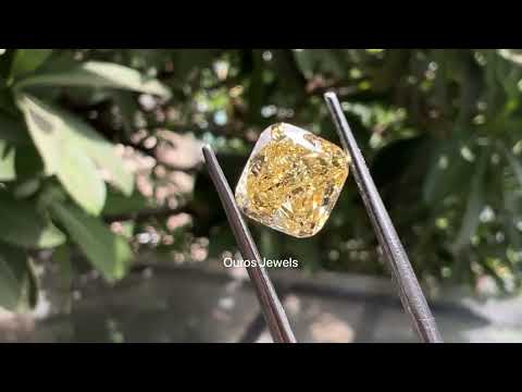 [Youtube View Of Yellow Cushion Cut Lab Grown Diamond]-[Ouros Jewels]