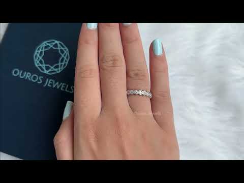 [Youtube Video of Milgrain Hexagone Shape Round Diamond Wedding Band]-[Ouros Jewels]