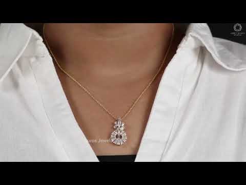 [Youtube Video of Yellow Gold Baguette Diamond Pendant]-[Ouros Jewels]