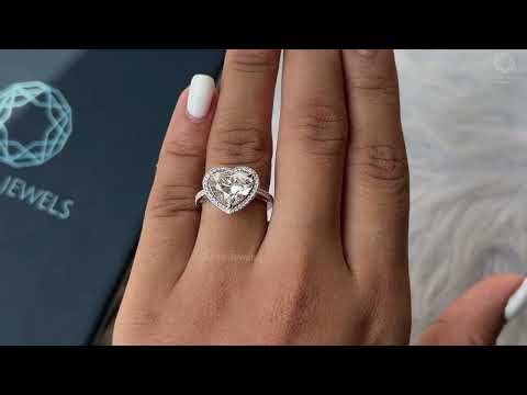 [Youtube Video of Heart Diamond Halo Engagement Ring]-[Ouros Jewels]