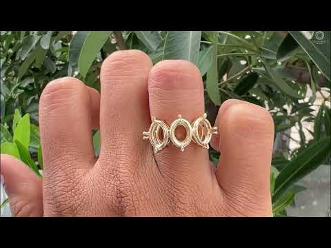 [Youtube Video of Three Oval Cut Semi Mount Engagement Ring]-[Ouros Jewels]