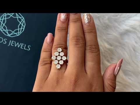 [Youtube Video of Flower Cut Cluster Lab Grown Diamond Engagement Ring for Her]-[Ouros Jewels]
