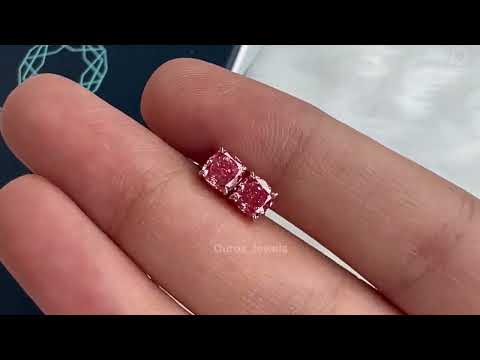 [Youtube Video of Pink Cushion Lab Diamond Stud Earrings]-[Ouros Jewels]
