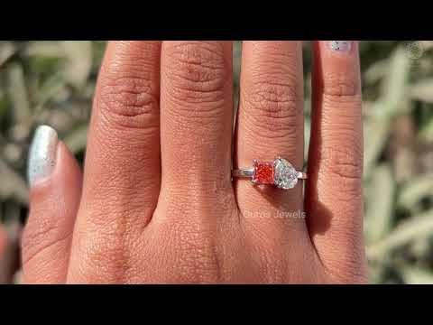 [Princess And Pear Cut Lab Diamond Toi Et Moi Engagement Ring]-[]